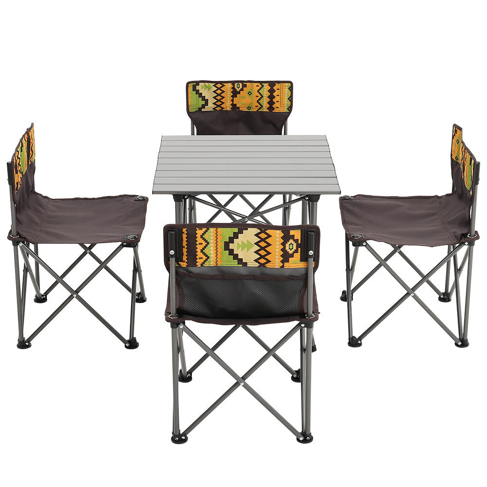 5 Piece Folding Camping Table and Chairs Set Portable with Carrying Bag Sun Loungers