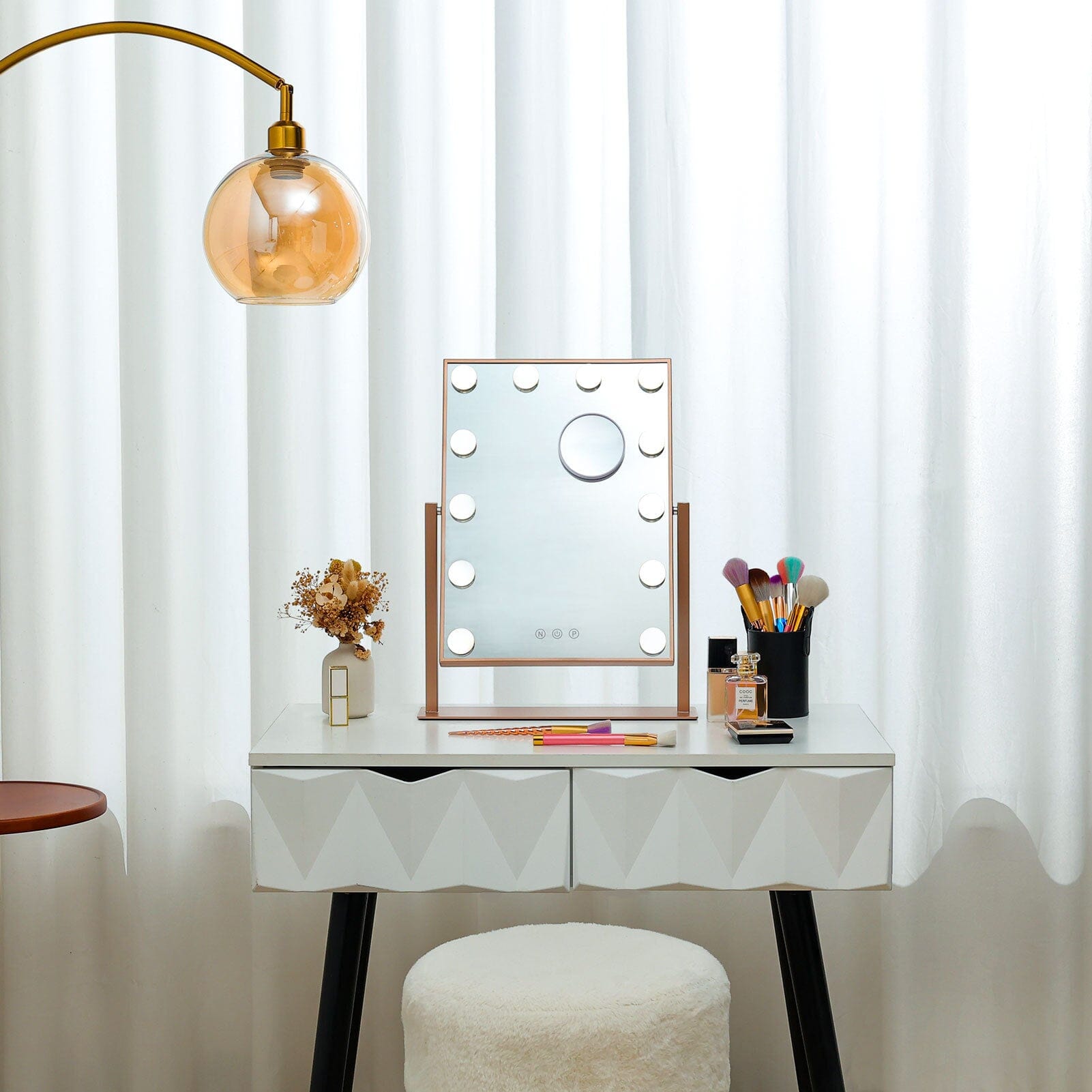 Adjustable Large Rectangular Lighted Makeup Mirror Living and Home