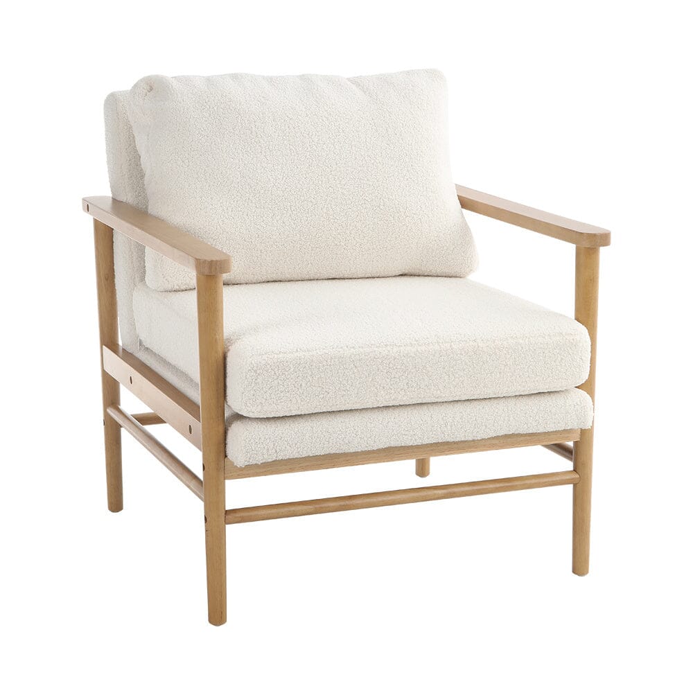 H&O Direct Teddy Bear Fur Wooden Armchair, ZH1564 Living and Home