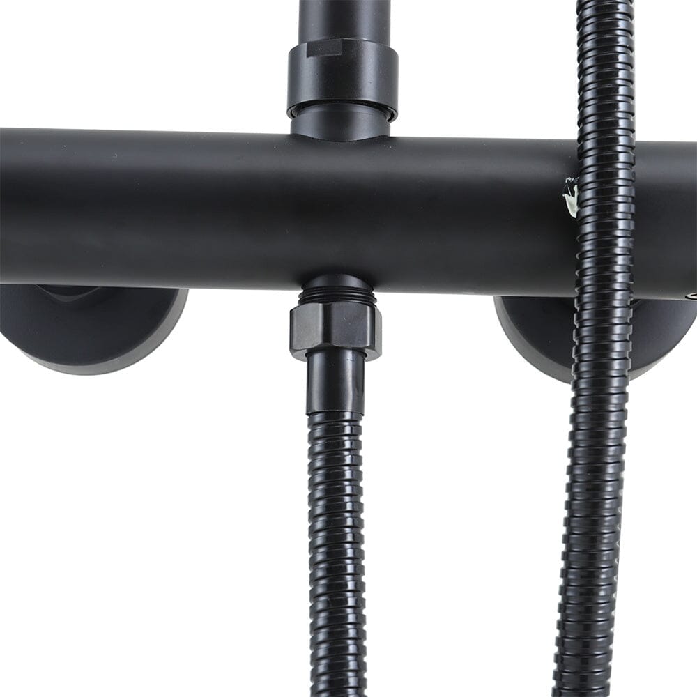 Black Round Shower Head Shower Mixer Set Shower Systems Living and Home