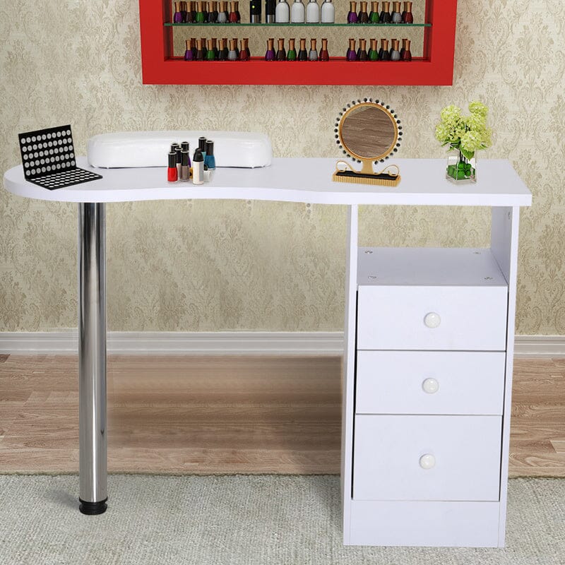 106cm White 3 Drawers Manicure Table with Metal Leg Dressing Tables Living and Home