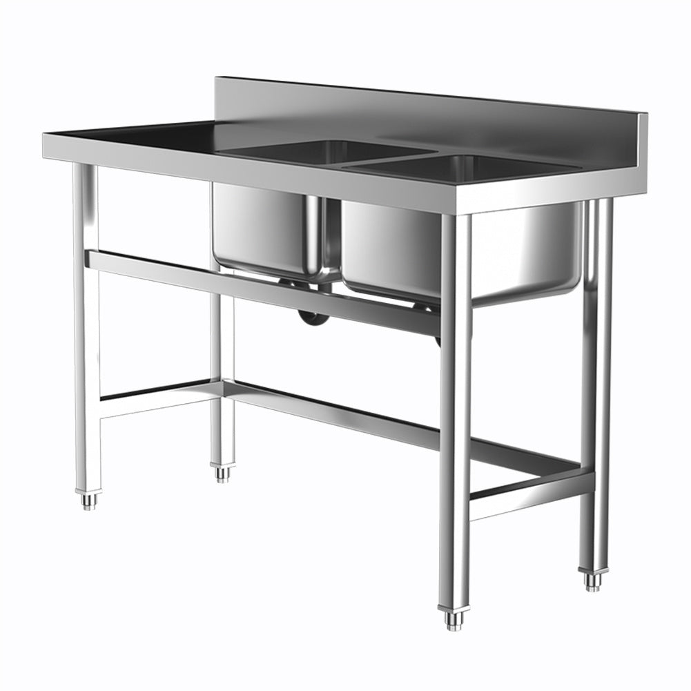 Commercial Kitchen Sink Stainless Steel Wash Basin with 1/2 Bowl Kitchen Sink Living and Home