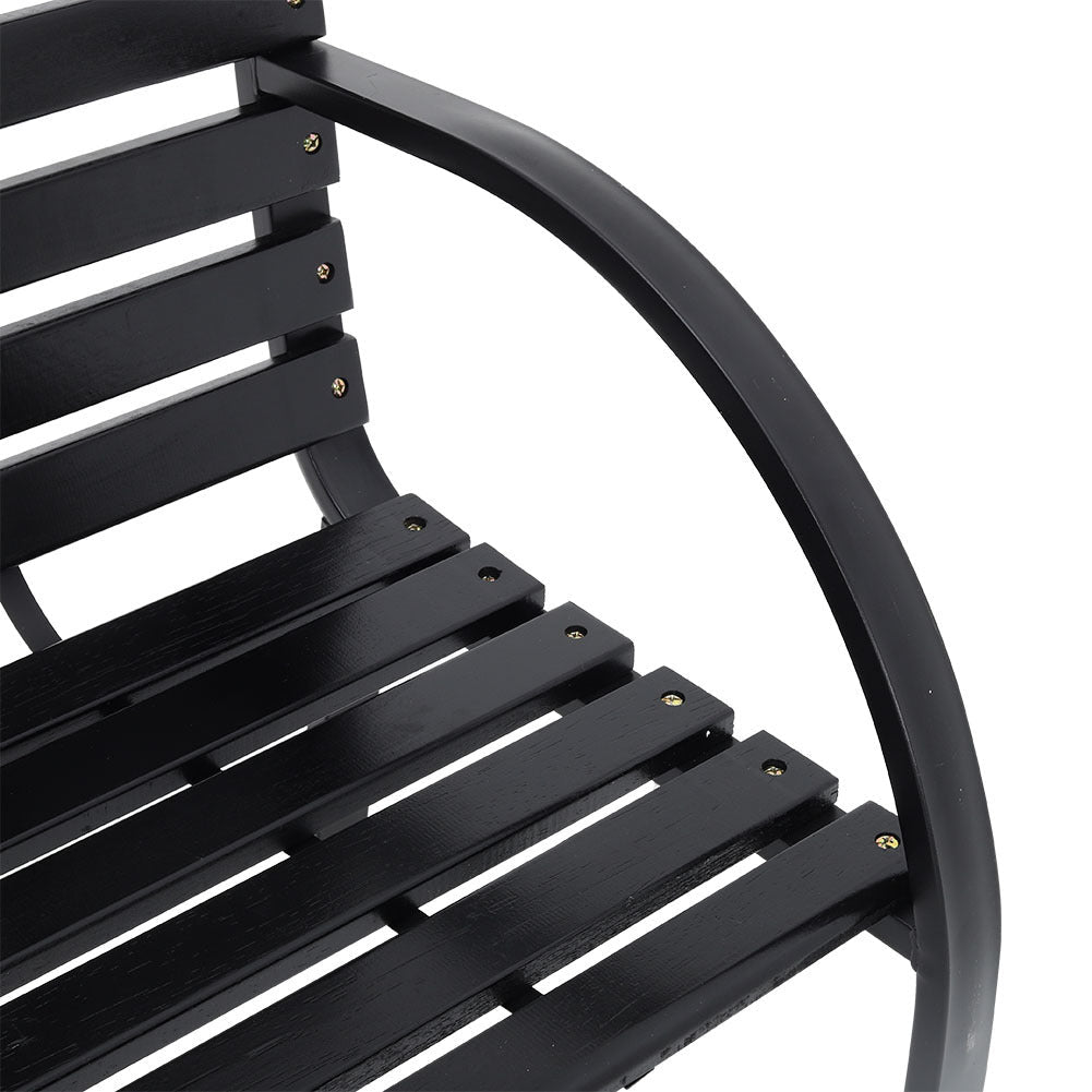 Garden Bench Black Outdoor Patio Park Seat Chair Garden Bench