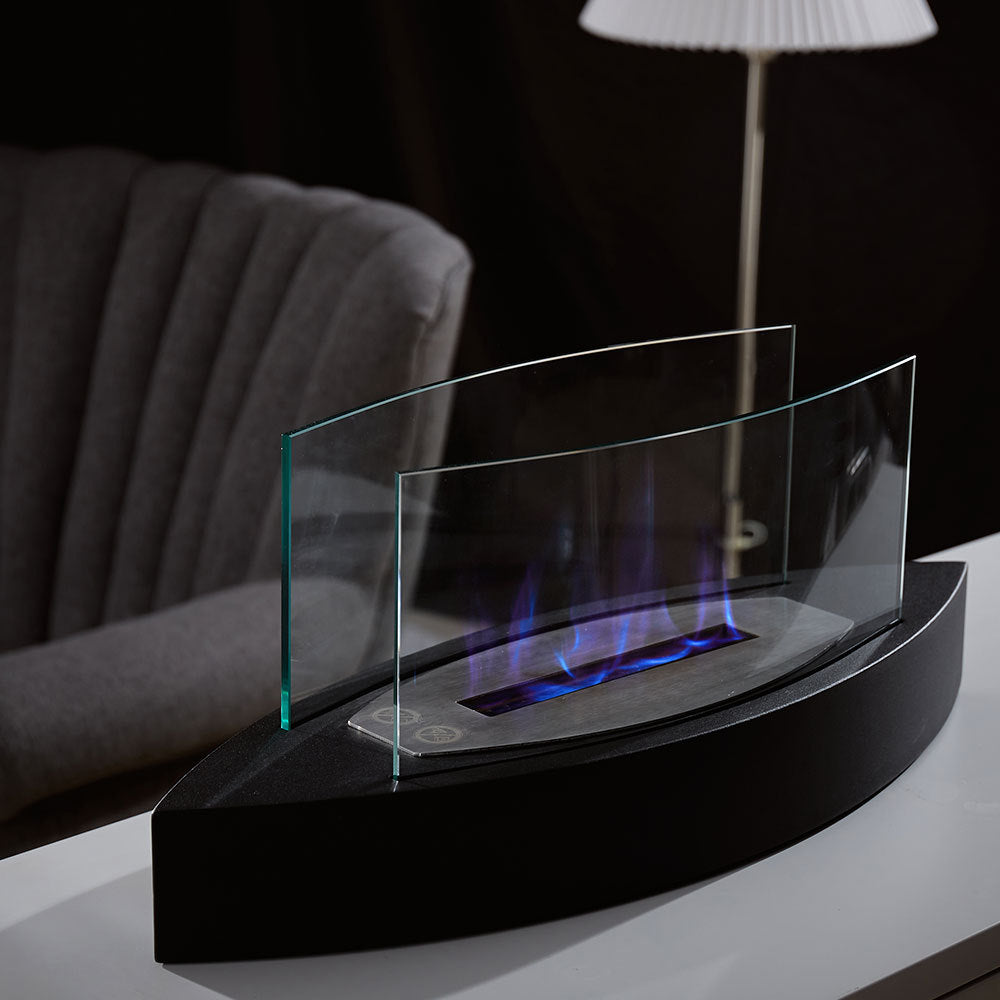 Metal Bio-Ethanol Tabletop Fireplace with Flame Guard Black Fireplaces Living and Home