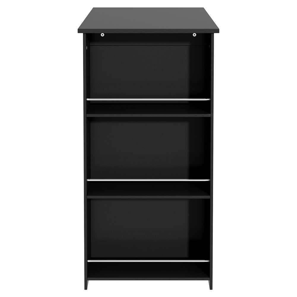 Kitchen Breakfast Bar Table Dining Table Coffee Table with 3 Tier Storage Rack Black Ding Table Living and Home