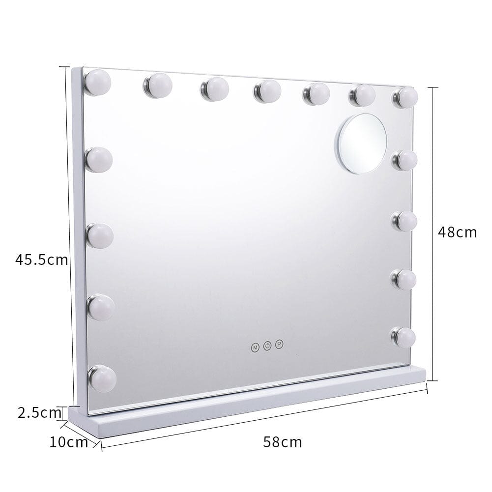 USB White Rectangle Tabletop Hollywood LED Vanity Mirror-58x48cm LED Make Up Mirrors Living and Home