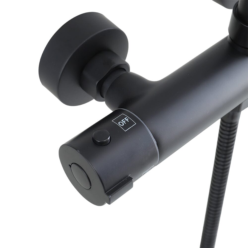 Black Round Shower Head Shower Mixer Set Shower Systems Living and Home