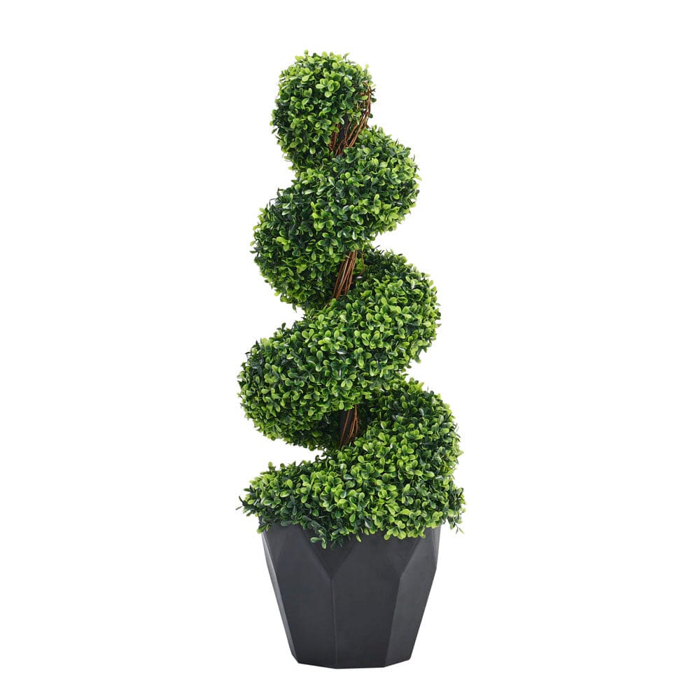 2 Pack Artificial Topiary Spiral Boxwood Tree Fake Plant Artificial Plants Living and Home