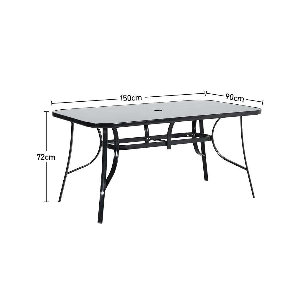 Garden Rectangular Tempered Glass Table and Rattan Chairs GARDEN DINING SETS