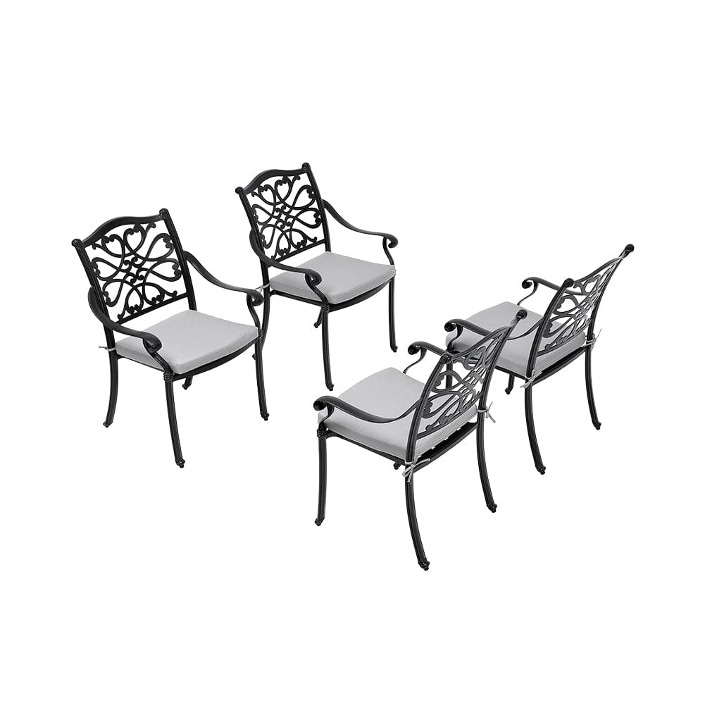 4Pcs Aluminum Outdoor Patio Dining Armchair with Thick Cushions Patio Side Chairs Living and Home