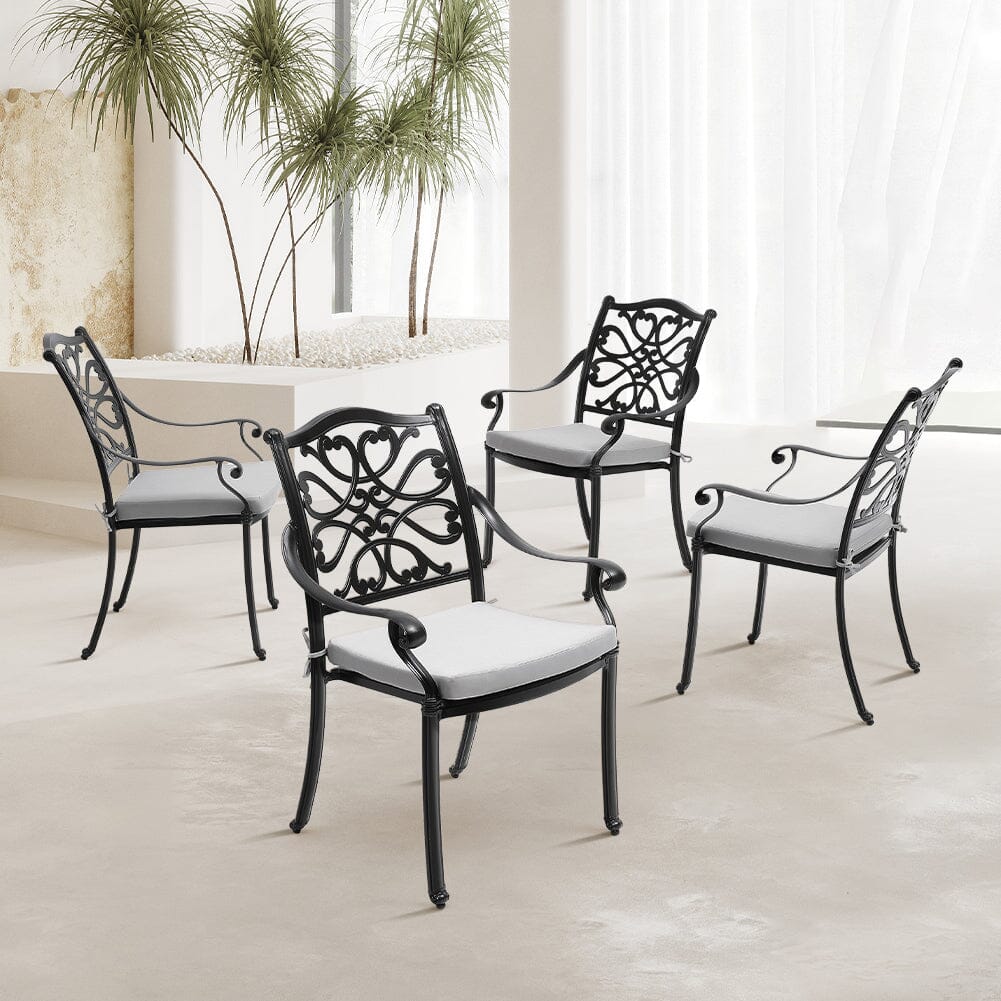 4Pcs Aluminum Outdoor Patio Dining Armchair with Thick Cushions Patio Side Chairs Living and Home