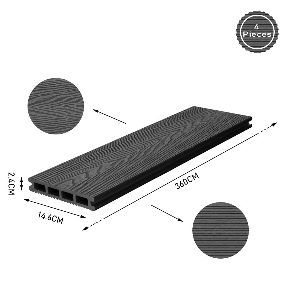 8.4m2 WPC Decking Wood Grain Patterns Floor Set with Accessories Floor Planks Living and Home