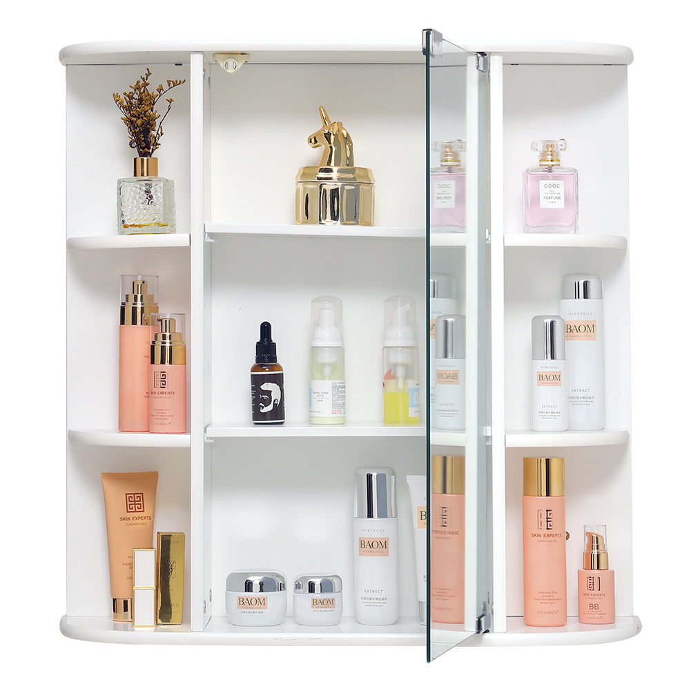 Bathroom Mirror Cabinets Wall Mounted One Door Storage Shelves Furniture White Bathroom Mirrors Living and Home