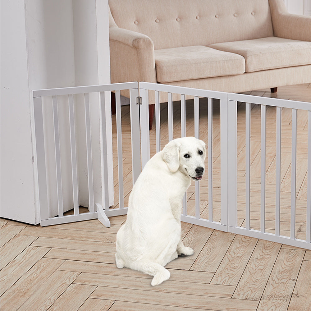 Folding Pet Gate Dog Fence Child Safety Indoor Durable Free Standing Wood Pet Gate Living and Home