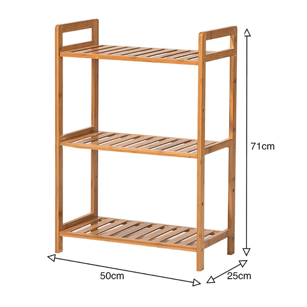 Tiered Bamboo Wood Book Storage Shelf Living and Home