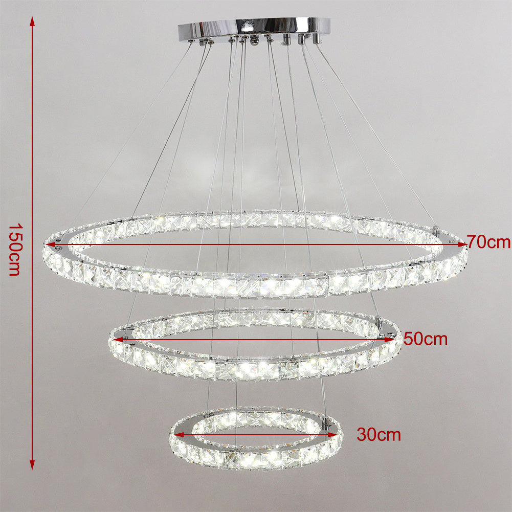 Pendant White LED Crystal Chandelier 2/3 Ring Design Ceiling Light Lighting Lamp-Non-Dimmable Pendant Living and Home