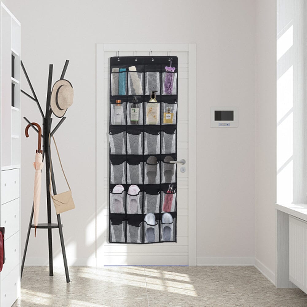 24 Pocket Fabric Door Hanging Storage Bag with Hooks Shelves & Racks Living and Home