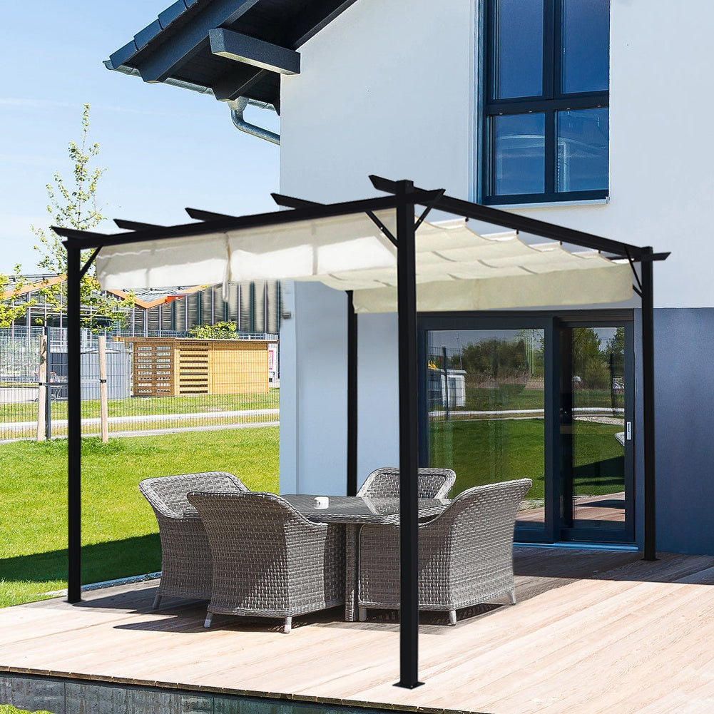 Outdoor Horizontal Pulling Square Pergolar - White Living and Home
