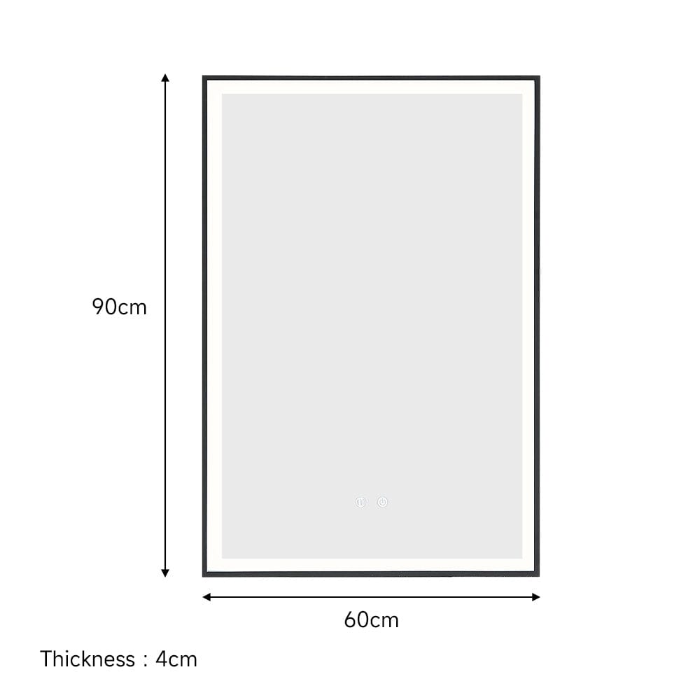 Rectangular 50x70cm Anti-fog Bathroom Vanity Mirror with Touch Lighting Bathroom Mirrors Living and Home