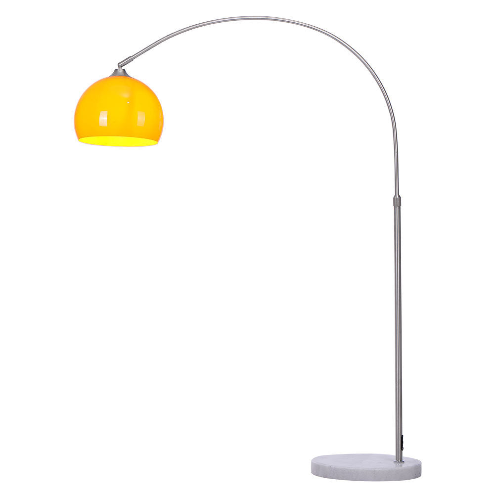 Arch Standing Floor Lamp, Orange/White Lampshade, Marble Base, Reading Light Floorlamp Living and Home Orange 25 cm