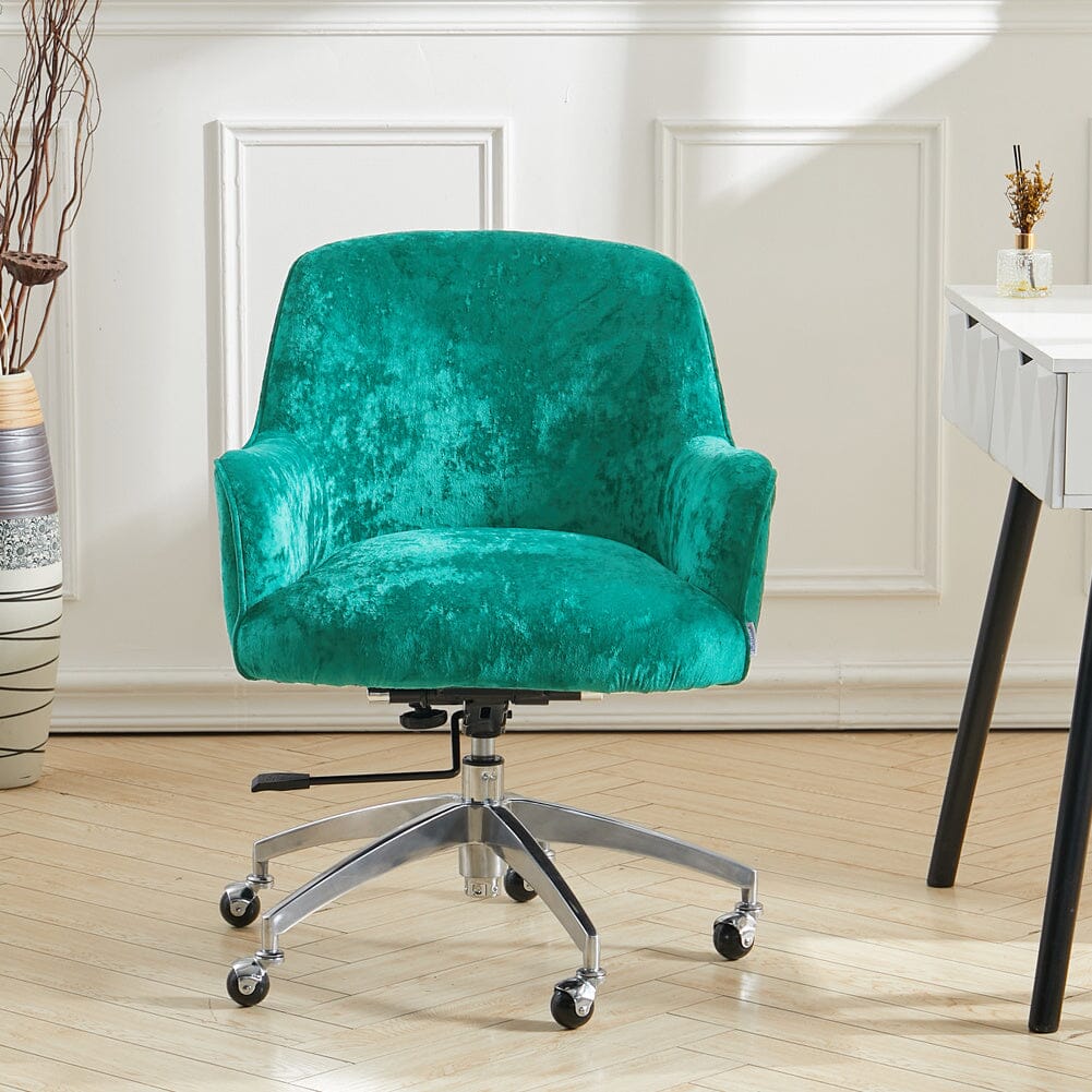 Velvet Upholstered Wheeled Swivel Office Chair Living and Home