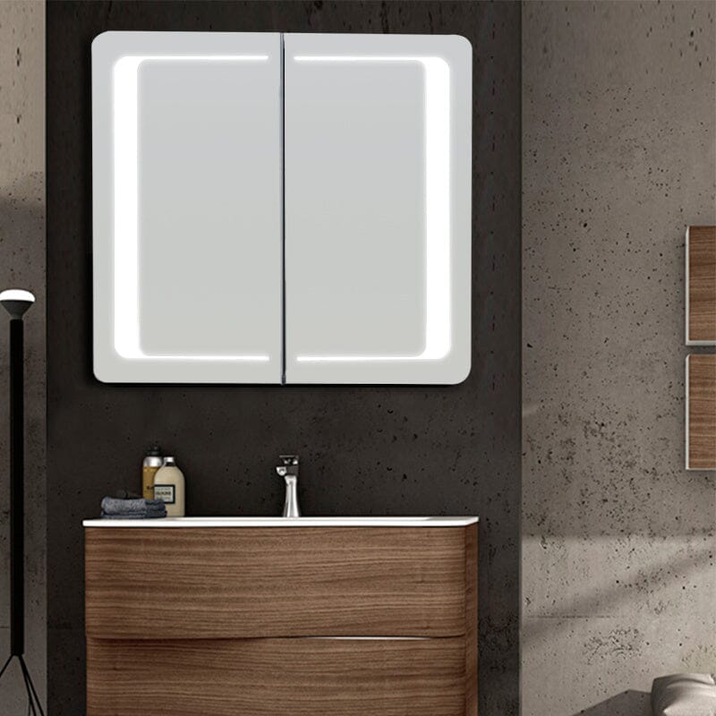 Double Door LED Bathroom Mirror Cabinet with Bluetooth Bathroom Mirror Cabinets Living and Home