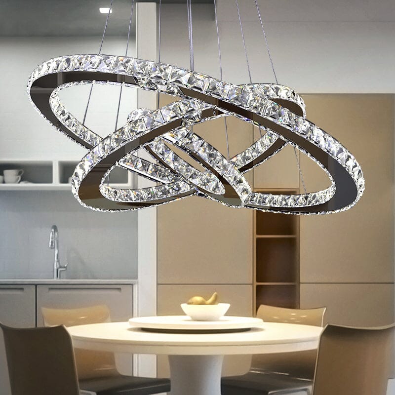 3 Rings Ceiling Light Crystal LED Chandelier Pendant Non-Dimmable Pendant Lights Living and Home