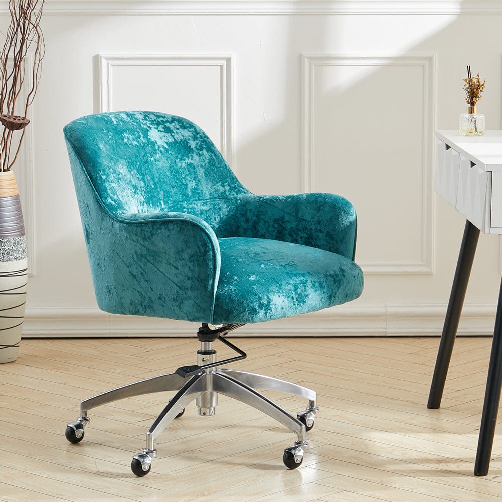 Velvet Upholstered Wheeled Swivel Office Chair Living and Home
