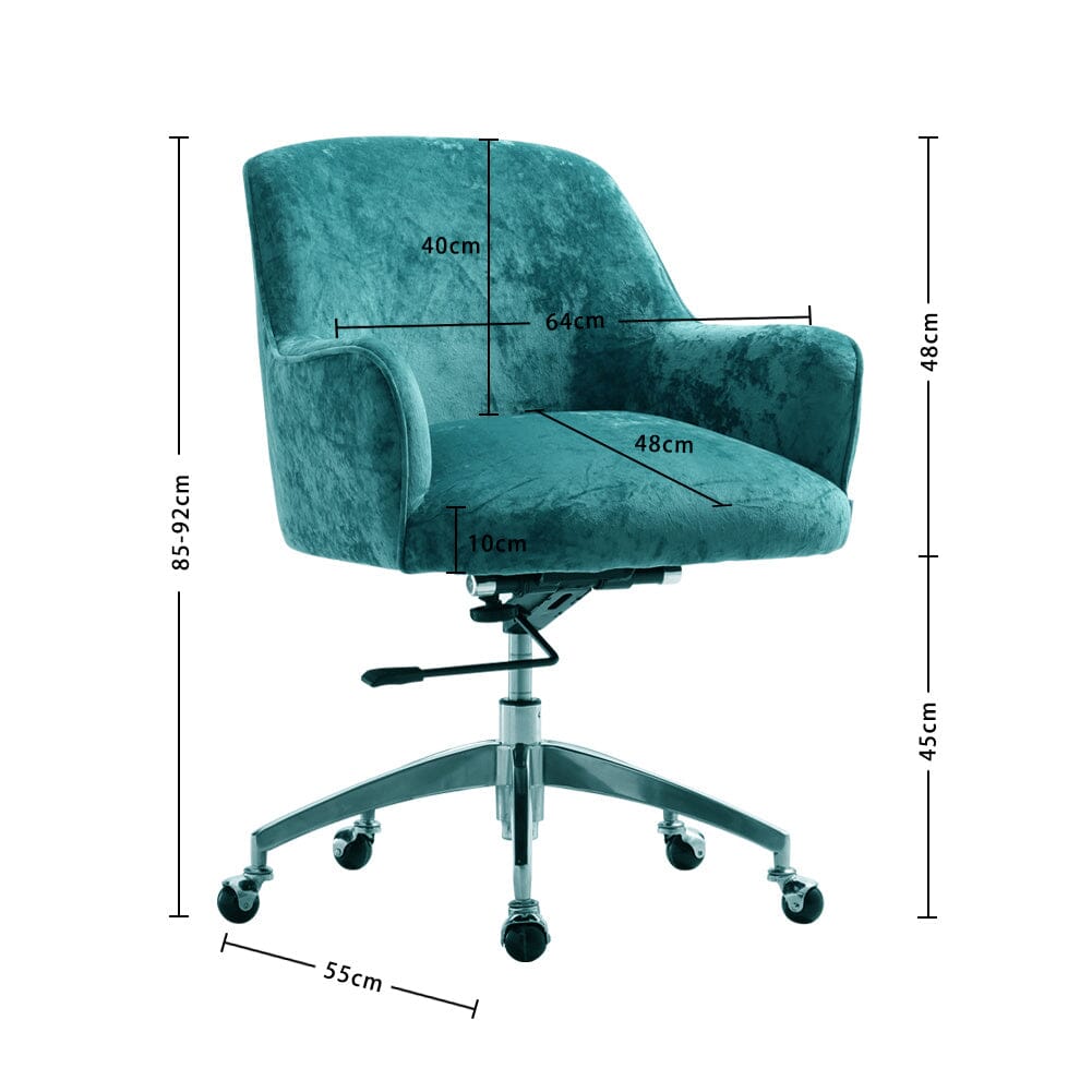 Velvet Upholstered Wheeled Swivel Office Chair Living and Home