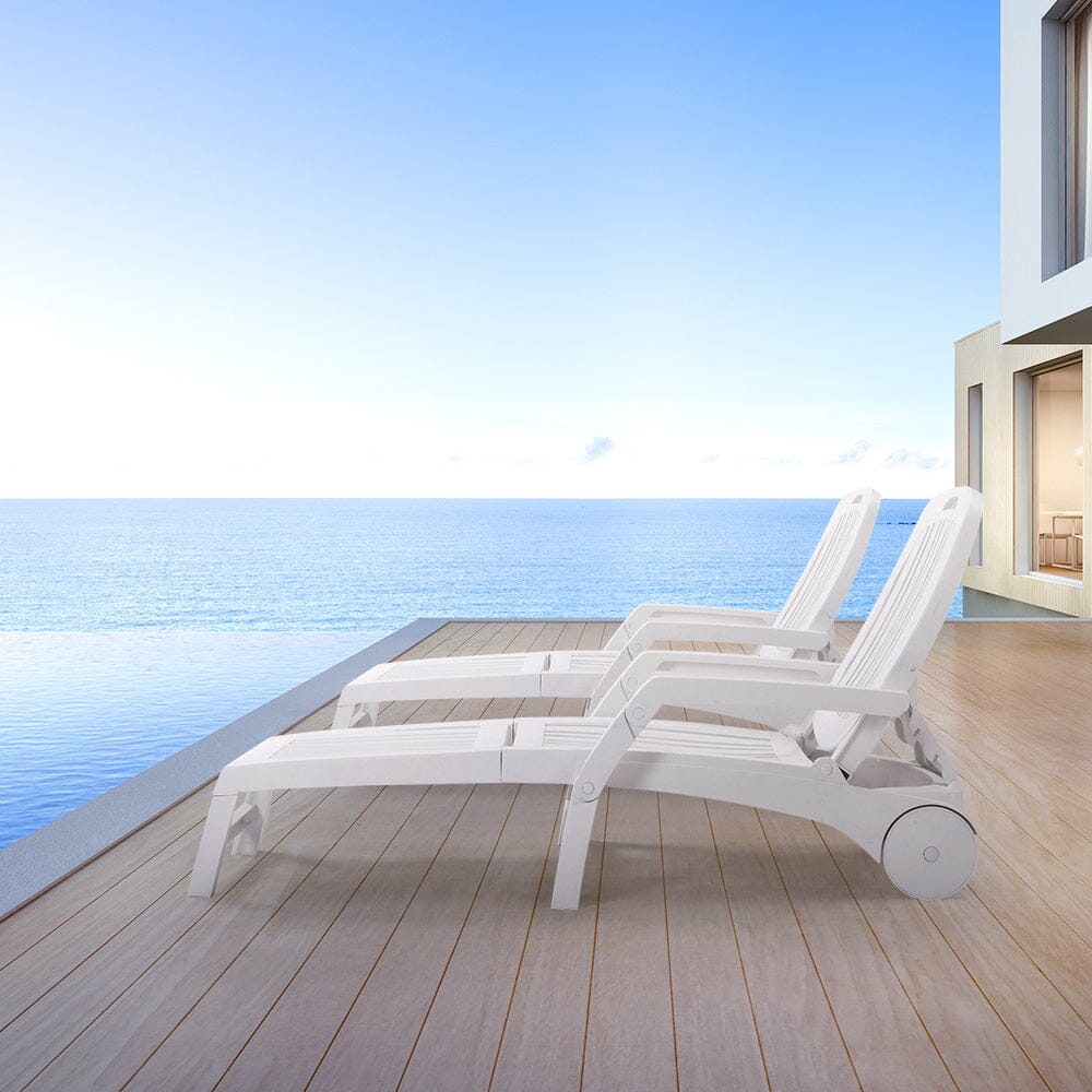 193cm D Outdoor Folding Lounge Chair Recliner with Wheels Sunloungers Living and Home