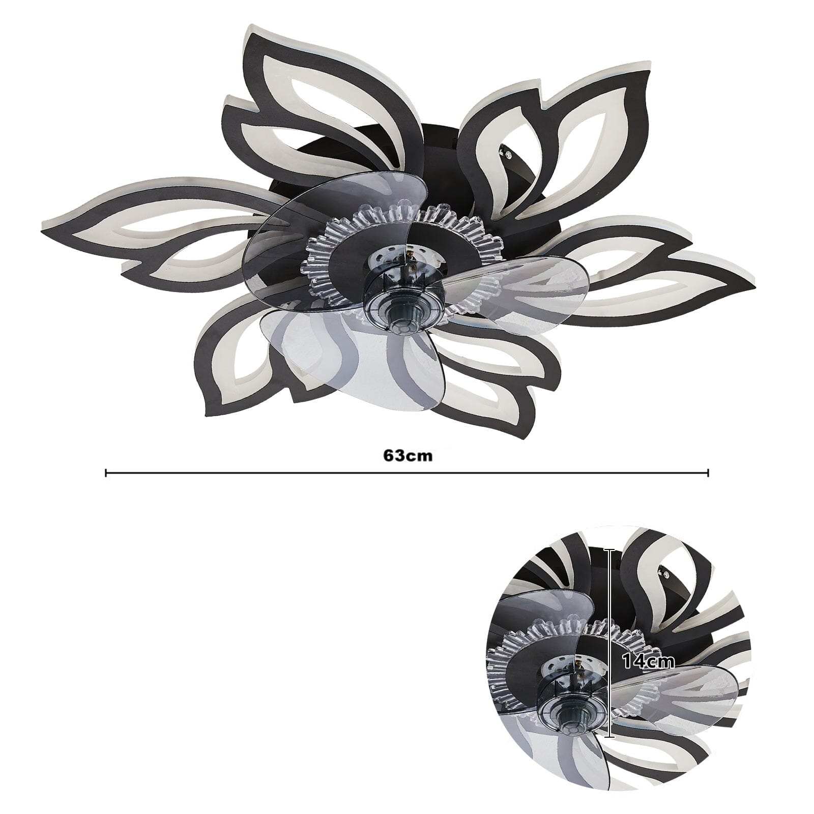 65cm Dia. Modern Flower Shape Ceiling Fan with Light Ceiling Fans Living and Home