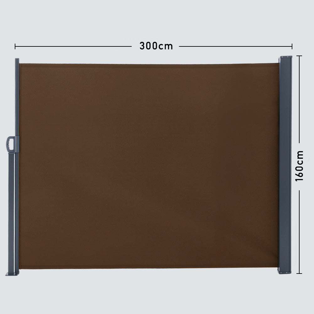 Retractable Single Side Awning - Grey Awnings Living and Home W 300 x H 160 cm Brown