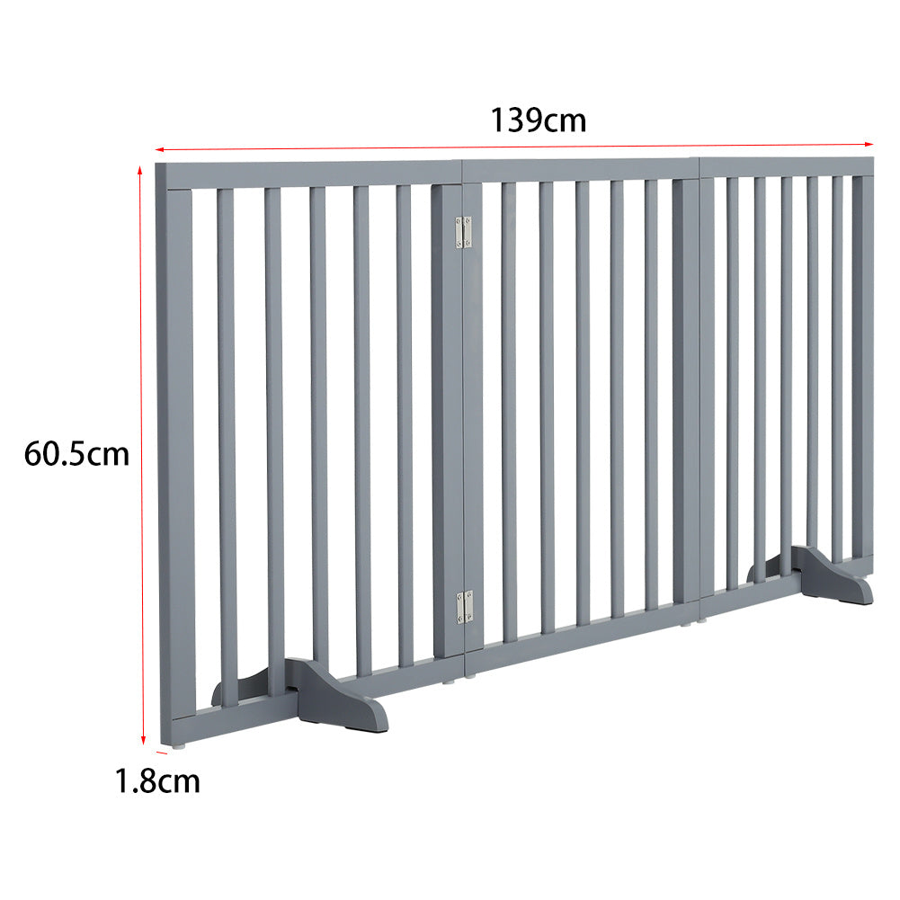 Folding Pet Gate Dog Fence Child Safety Indoor Durable Free Standing Wood Pet Gate Living and Home