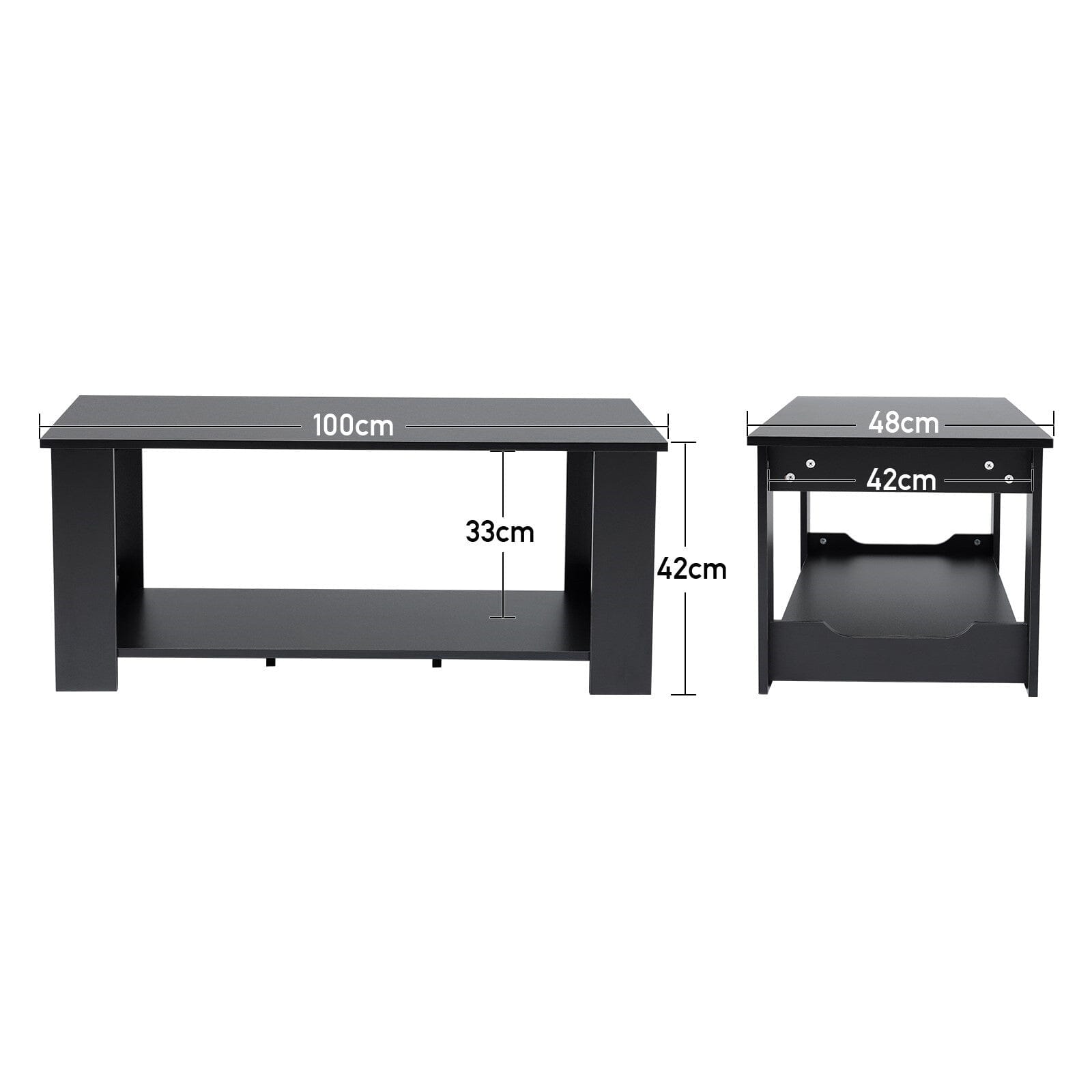Modern Style Black Coffee Table Living Room with One Shelf Coffee Tables Living and Home