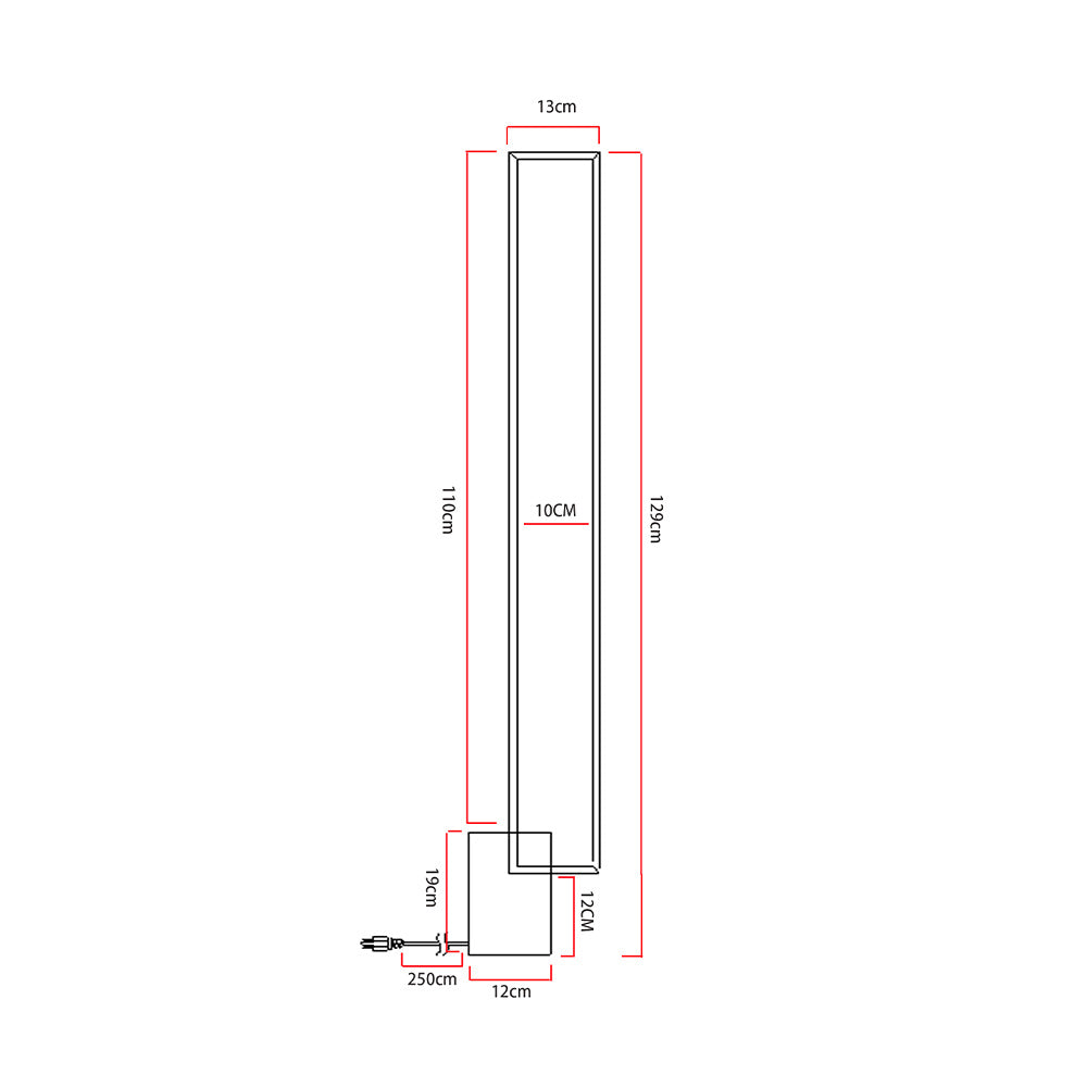 Metal Rectangular LED Floor Lamp with Black Base Floor Lamps Living and Home