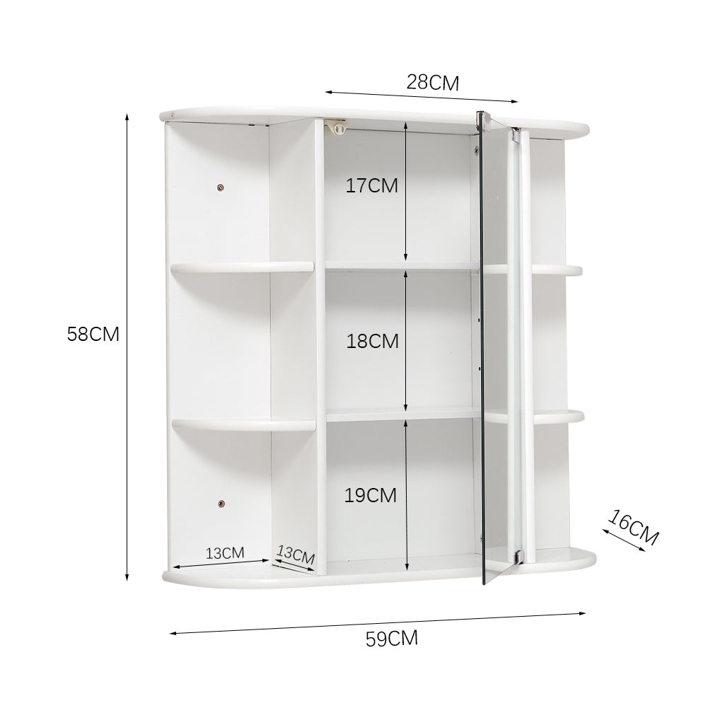 Bathroom Mirror Cabinets Wall Mounted One Door Storage Shelves Furniture White Bathroom Mirrors Living and Home