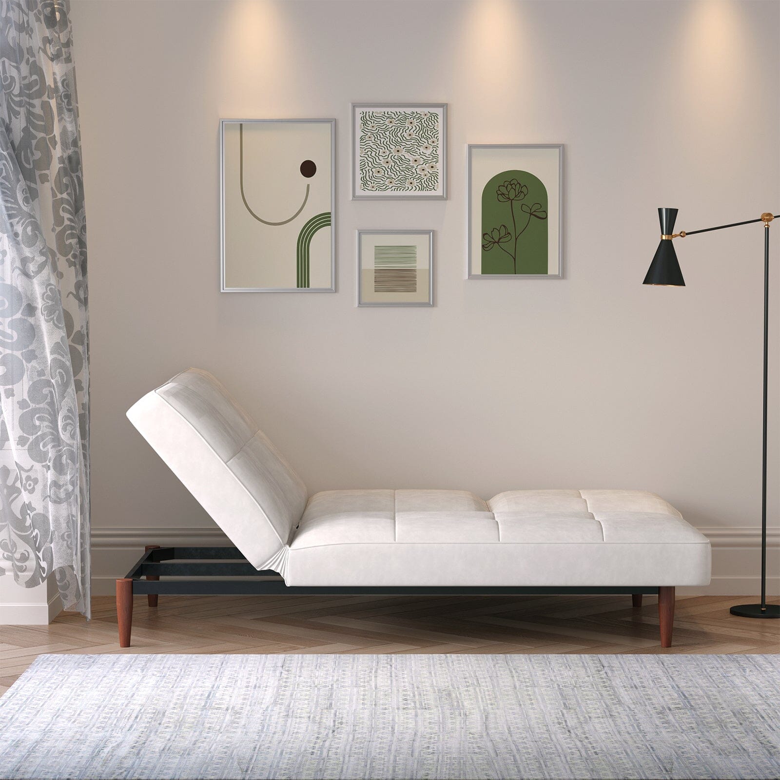 Faux Suede 3 Seater Upholstered Sofa Bed with Wood Legs Living and Home