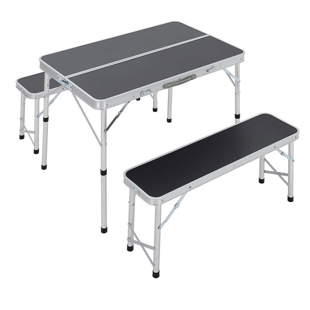 Outdoor Portable Folding Camping Table & Bench Set Outdoor Picnic Trestle Aluminium Seat Folding table set
