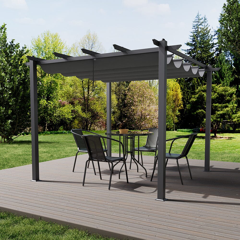 300CM Elegant Aluminum Patio Pergola with Sun-Shade Canopy Living and Home