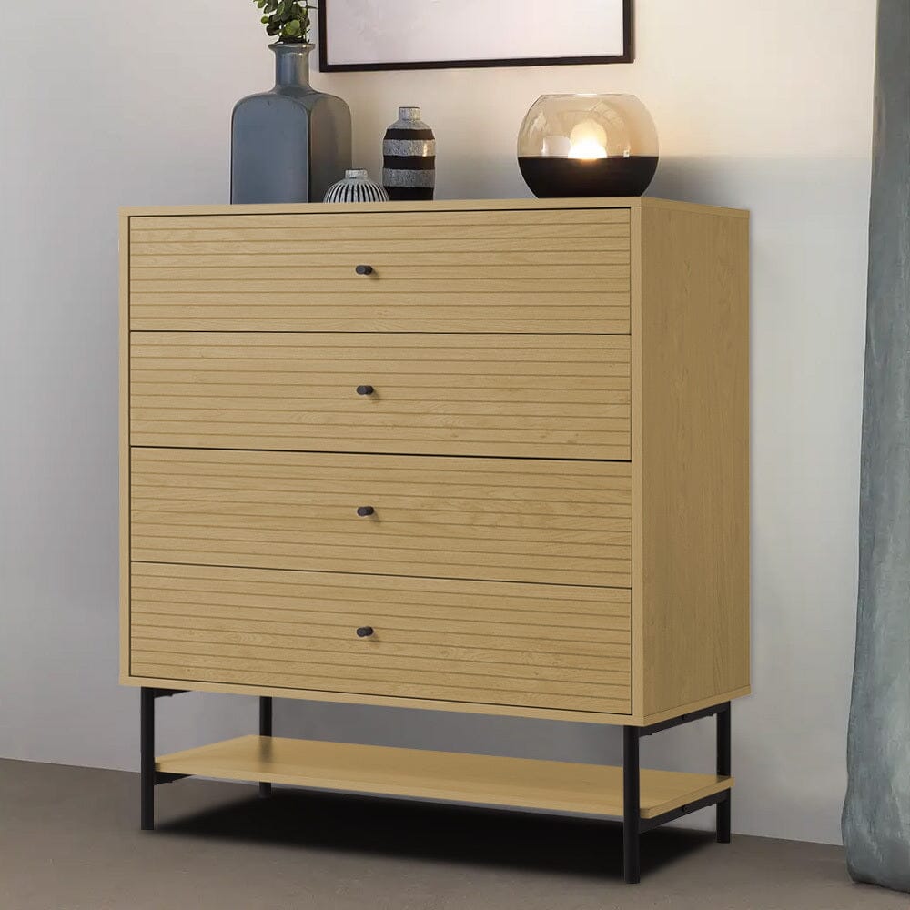 4-Tier Bedroom Chest Storage Cabinet with Bottom Shelf Living and Home