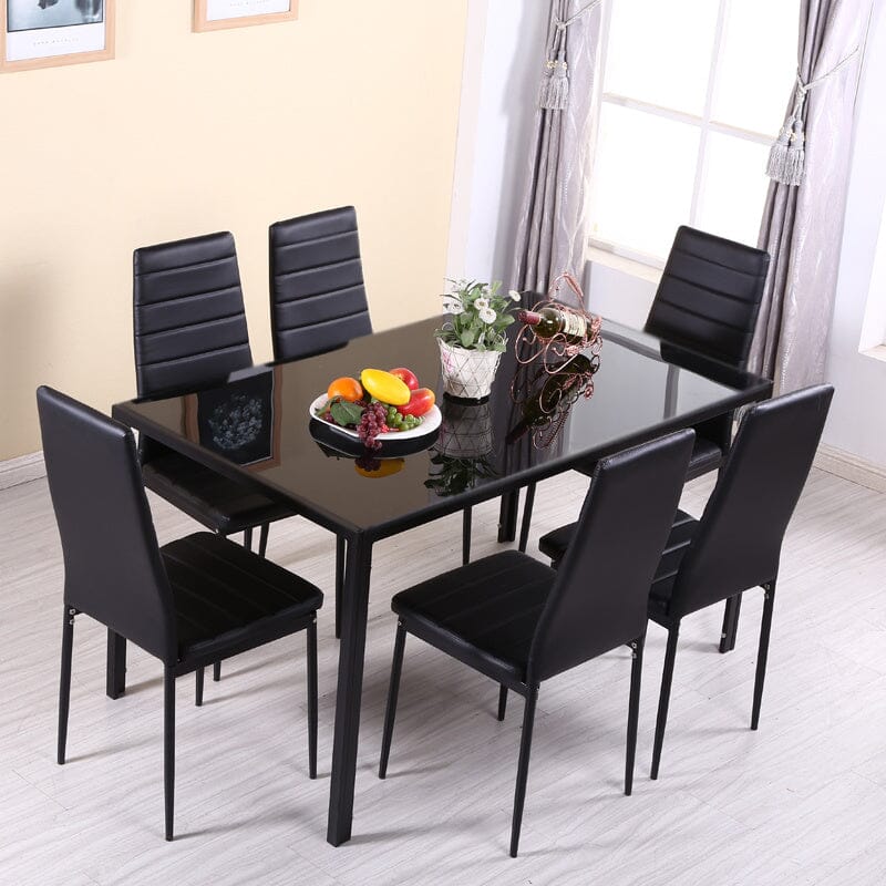 Modern Black Rectangular Glass Dining Table for 6 Seats Dining Tables Living and Home