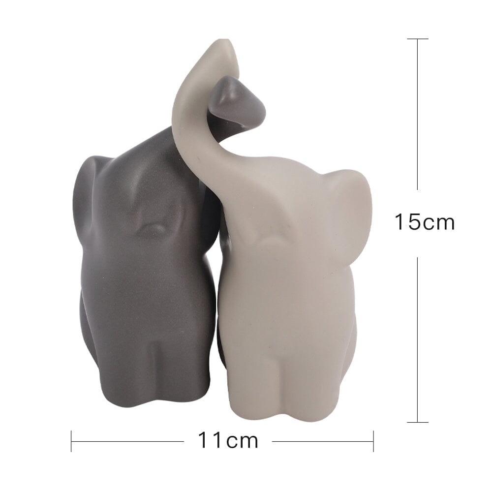 Set of 2 Ceramic Couple Elephant Statue Figurine Ornaments Table Decorations Living and Home