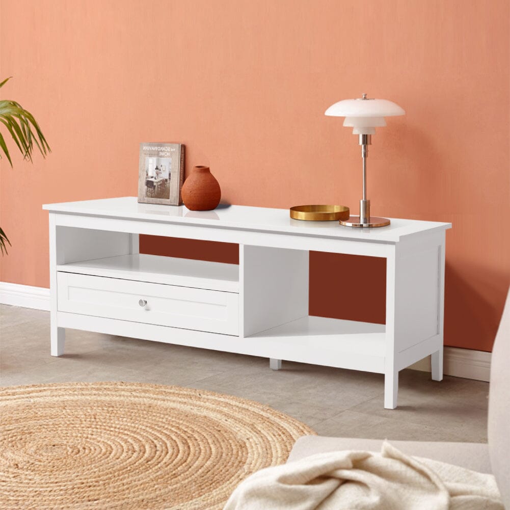 Classic White Coffee Table with Drawe Living and Home