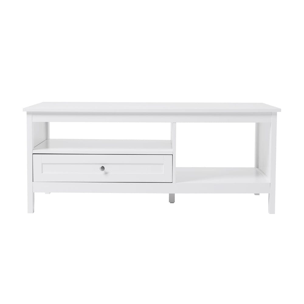 Classic White Coffee Table with Drawe Living and Home