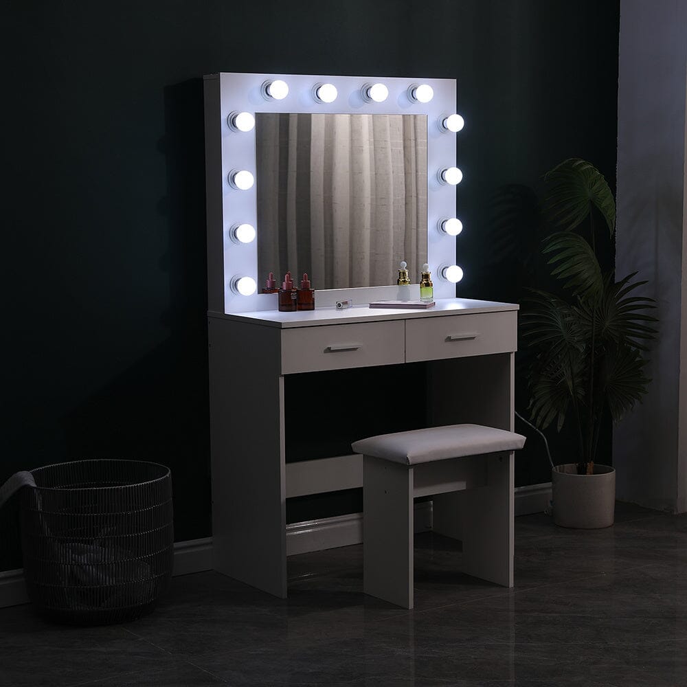 80cm W New Hollywood Dressing Table Set with Large Lighted Mirror Dressing Tables Living and Home