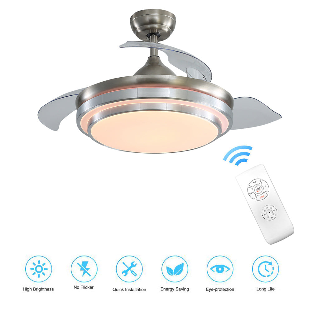 42inch Retractable Ceiling Fan Light Lamp W/Remote Control Ceiling Light Living and Home