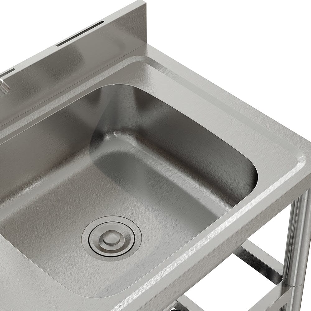Stainless Steel One Compartment Sink with Shelves Living and Home