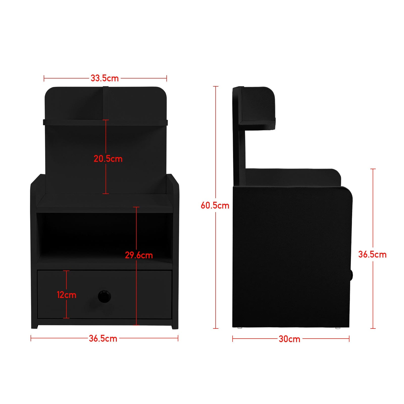 Minimalist Black Wooden Bedside Table with Drawers Cabinets Living and Home
