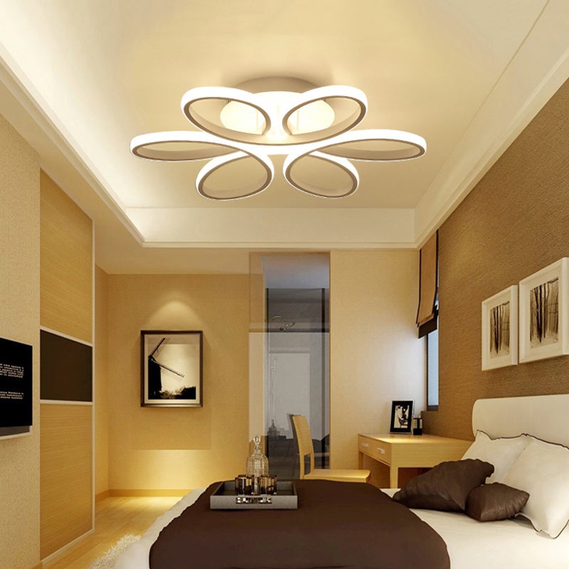 Floral 6 Rings Modern LED Ceiling Light Dimmable with Remote Control Ceiling Light Living and Home W 58 x L 58 cm