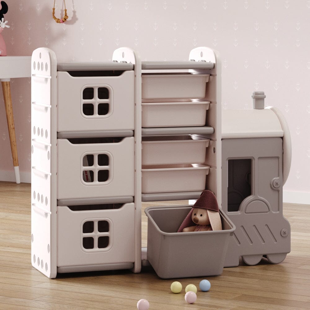 3ft to 4ft Train-shaped Kids Toy Storage Shelves Organizer Kids' Furniture Living and Home